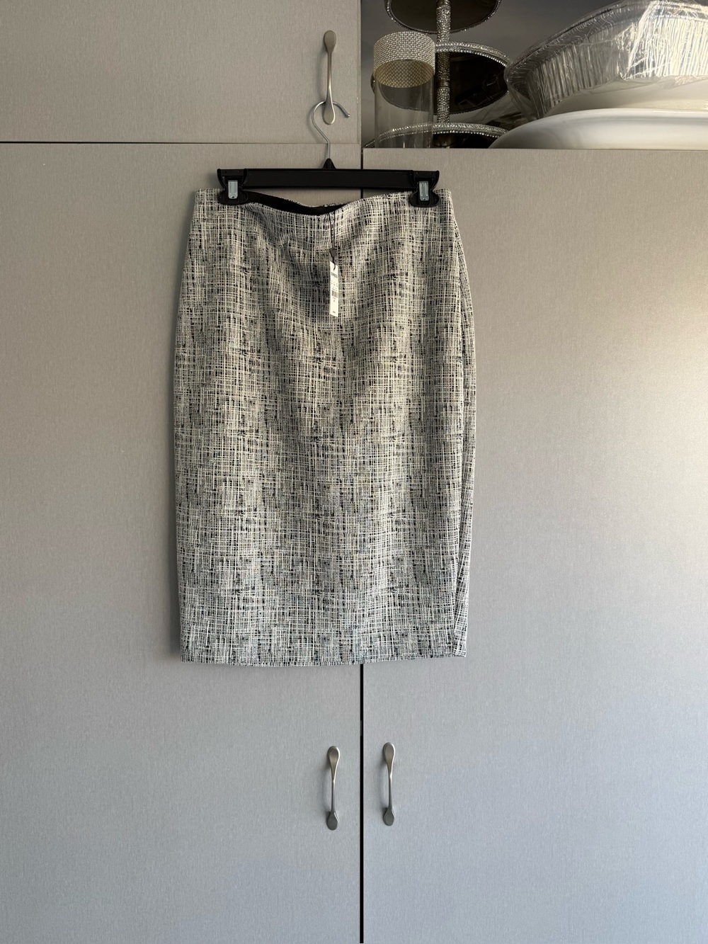 Express Black and White Textured Pencil Skirt